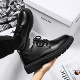 Xituodai Equzu Leather Casual Men Shoes Kitchen Waterproof Work Shoes Black Business Shoe Lace-up Fashion Male Shoe 2024 Outdoor Non-slip Flats