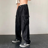 Xituodai Women Casual Joggers Baggy Trousers Y2K Wide Leg Sweatpants Streetwear Cargo Pants Tech Pants Vintage Solid Low Waist Drawstring