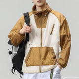 Xituodai Spring Summer Sunscreen Clothing Thin And Light Hooded Jacket Men Patchwork Ice Silk Coat Outdoor Fishing Mountain Travel Top