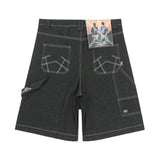 Xituodai Oversized Jorts Summer Jeans Shorts Men's Wide Leg Baggy Y2K Denim Shorts