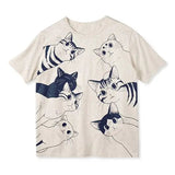 Xituodai Harajuku Vintage Retro Summer Hip Hop Cat Print Oversized T Shirt Street Short Sleeve Casual T-shirts Y2k Punk Kawaii Clothes