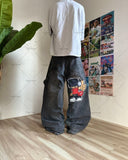 Xituodai Y2K Harajuku Retro Washed Baggy Jeans Street Hip-hop Anime Printed Wide Pattern Straight Pants Men Trendy Brand Casual Trousers