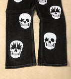 Xituodai New Harajuku Y2K Streetwear Baggy Jeans Gothic Punk Skull Print Wide Leg Straight Pants Men Hip Hop Retro Casual Loose Trousers