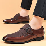 Xituodai Ejiejia Men's Leather Shoes Luxury Faux Suede Splicing Loafers Gentlemen Business Dress Shoes Male Buckle Straps Low Heel Wedding Shoes