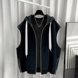 Xituodai Hong Kong-style hooding vest men's Outlook cool trend zipper put on this cool sleepy Nashie