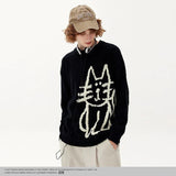 Xituodai 2024 Fall Fashion  Sweater Cute Cat Graphic Vintage Knitwear Y2K Sweaters Winter Harajuku Oversized Pullover Sweater Aesthetic Unisex Clothes Teens