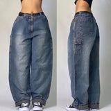 Xituodai American New Harajuku Women Washed Baggy Jeans Y2K High Street Fashion Hip Hop Casual Gothic High Waist Denim Trousers Tide