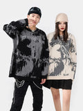 Xituodai 2024 Fall Fashion  Harajuku Y2k O Neck Knitted Sweater For Male Trendy Street Long Sleeve Oversize Pullover Jumper Autumn Casual Loose Knit Blouse