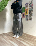 Xituodai 2024 American Retro Striped Washed Baggy Jeans Women Y2K Harajuku Street Hip Hop Anime Print Trend Straight Wide Leg Pants Men