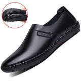 Xituodai Ejiejia Spring Autumn Men's Leather Casual Shoes Daily Solid Color Slip-on Loafers Soft PU Leisure Flats Non-slip Flat Men Driving Shoes