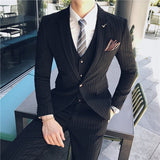 Xituodai ( Jacket + Vest + Pants ) Boutique Fashion Mens Plaid Casual Business Suit High-end Social Formal Suit 3 Pcs Set Groom Wedding