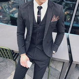 Xituodai ( Jacket + Vest + Pants ) Boutique Fashion Mens Plaid Casual Business Suit High-end Social Formal Suit 3 Pcs Set Groom Wedding