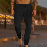 Xituodai - Men's Casual Breathable Elastic Tether Beach Cotton Linen Loose Trousers