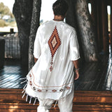 Xituodai -Arabic robe embroidered striped mid-length sleeve muslim men's robe