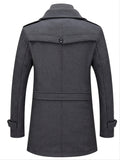 Xituodai - Men's Business Woolen Coat Fashion Double Collar Mid-length Woolen Jacket For Autumn/Winter