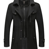 Xituodai - Men's Business Woolen Coat Fashion Double Collar Mid-length Woolen Jacket For Autumn/Winter