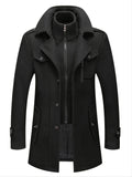 Xituodai - Men's Business Woolen Coat Fashion Double Collar Mid-length Woolen Jacket For Autumn/Winter