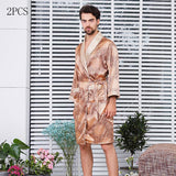 Xituodai Men Satin Nightgown 2pcs Robe Shorts Suit Kimono Gown Sleepwear Summer Casual Home Dressing Gown Plus Size 3xl 4xl 5xl