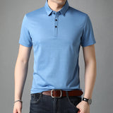 Xituodai Top Grade Mulberry Silk New Summer Brand Men Polo Shirts Designer Short Sleeve Casual Tops Fashions Korean Fashion Clothing