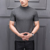 Xituodai 2022 Brand New Autumn Men's Sweater Pure Color Semi-high Collar Knitting for Male Half-sleeved Sweaters Tops