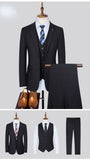 Xituodai (Jacket+Vest+Pants) Mens Wedding Suits Solid Color Lapel 2 Button Business Suits Tuxedo 3 Pcs Coats Groom Terno Suits For Men