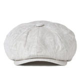 Herringbone Linen Newsboy Cap Men Summer Women Bakerboy Caps Breathable Flat Hat Apple Beret Hats