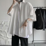 Xituodai Men Shirts Harajuku Black White Simple Short Sleeve Korean Style Draped Loose Plus Size S-3XL Hip-hop Summer All-match Outwear