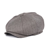 Herringbone Linen Newsboy Cap Men Summer Women Bakerboy Caps Breathable Flat Hat Apple Beret Hats