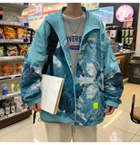 Xituodai Mens Jackets Harajuku Fashion Printed Oversized Coats 2021 Japanese Streetwear Varsity Windbreaker Outwear