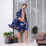 Xituodai New Arrivals Two-Piece Home Silk Robe Pants Pajama Set or Bathrobe Shorts Sets Long Sleeve Sleepwear for Men Kimono Soft Cozy7XL