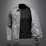 Xituodai Fashion Denim Jacket Men Cotton Turn Down Collar Casual Mens Denim Coat Slim Fit Motocycle Jean Outerwear Single Breasted Jacket