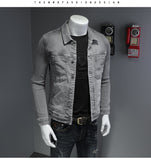 Xituodai Fashion Denim Jacket Men Cotton Turn Down Collar Casual Mens Denim Coat Slim Fit Motocycle Jean Outerwear Single Breasted Jacket