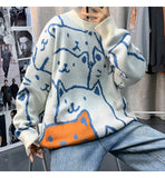 Xituodai Designed Printed Pullovers Men Kawaii Pattern All-match Oversize Korean Stylish Loose Warm Sweaters Teens Ins Fashion Leisure
