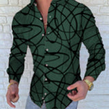 Xituodai trendy mens fashion mens summer outfits dope outfits mens street style mens spring fashion aesthetic outfits menAutumn Long Sleeve Casual Shirt Vintage Pattern Chain Printed Patchwork Men Shirts 2021 Spring Turn-down Collar Button Men's Top