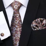 Xituodai New Red Tie Silk Woven Men Necktie Hanky Cufflinks Set Luxury Men's Party Corbatas Office Gravatas Fit Wedding Gift Holiday