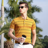 Xituodai Top Grade New Summer Brand Mens Striped Turn Down Collar Polo Shirts With Short Sleeve Casual Tops Fashions Men's Clothing