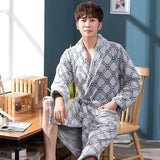 Xituodai Warm Sleepwear Plus Size 3XL Winter Thick Nightgown Chinese Men Casual Flannel Dragon Crane Robe Casual Loose Kimono Bathrobe