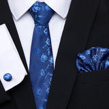 Xituodai Newest design Silk Festive Present Tie Handkerchief Cufflink Set Necktie Man's Plaid Yellow Shirt Accessories