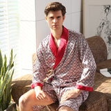 Xituodai New Arrivals Two-Piece Home Silk Robe Pants Pajama Set or Bathrobe Shorts Sets Long Sleeve Sleepwear for Men Kimono Soft Cozy7XL