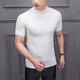 Xituodai 2022 Brand New Autumn Men's Sweater Pure Color Semi-high Collar Knitting for Male Half-sleeved Sweaters Tops