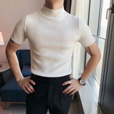 Xituodai Autumn New Short Sleeve Knitted Sweater Men Clothing 2022 All Match Slim Fit Stretched Turtleneck Casual Pull Homme Pullovers