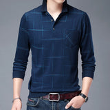 Xituodai 2022 New Fashion Designer Brand Turn Down Collar Man Polo Shirt Men Casual Plaid Spandex Long Sleeve Tops Fall Men Clothing