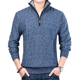 Xituodai Men's Sweater Casual Half Zip Pullover Warm Slim Stand Collar Knitted Pullovers New Winter Male Solid Color Long Sleeve Tops