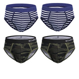 Xituodai 4Pcs Print Cotton Man Briefs Set Men's Panties For Gay Open Front Underwear Camouflage 2022 Mens Underpants Sexy Bikini