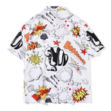 Xituodai 2022 New Arrival Men Shirt Chemise Homme Loose Summer Graffiti Printing White Cardigan Lapel Short Sleeve Cotton Casual Shirts