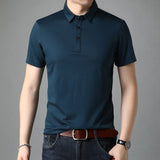 Xituodai Top Grade Mulberry Silk New Summer Brand Men Polo Shirts Designer Short Sleeve Casual Tops Fashions Korean Fashion Clothing