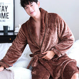 Xituodai Warm Sleepwear Plus Size 3XL Winter Thick Nightgown Chinese Men Casual Flannel Dragon Crane Robe Casual Loose Kimono Bathrobe