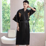 Xituodai Men Embroidery Dragon Robe Traditional Kimono Bathrobe Gown Male Sleepwear Loose Nightwear Intimate Lingerie