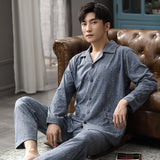 Xituodai Autumn 100% Cotton Pijama Hombre Lounge Sleepwear Pyjama Femme Plaid Spring Bedgown Home Clothes Man PJs Pure Cotton Pajamas Set