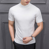 Xituodai 2022 Brand New Autumn Men's Sweater Pure Color Semi-high Collar Knitting for Male Half-sleeved Sweaters Tops